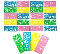 JZK Lot de 24 pochoirs de dessin d'animaux en plastique pour enfants, modèles de peinture, règle pour fête d'anniversaire d'enfants, remplissage de sacs de fête