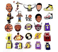 JZK Lot de 25 breloques de chaussure sur le thème du basket-ball pour homme - Thème étoile de basket-ball pour CROCS - Widgets cool pour CROCS - Décoration de chaussure