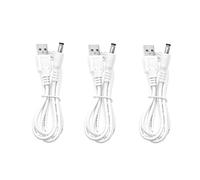 JZK Lot de 3 câbles d'alimentation USB vers DC 2A 5V blancs 1m, adaptateur de câble de charge USB A mâle vers 5,5 mm x 2,1 mm mâle, pour mini ventilateurs, caméras, lampes LED et hubs USB