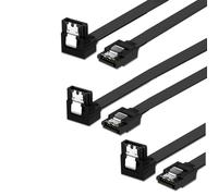 JZK Lot de 3 câbles SATA III à angle droit de 35 cm, cordon de disque dur SATA 3, câbles de données 6 Gbit/s, câble d'alimentation SATA pour SSD, disque dur, lecteur de CD, graveur de CD, noir