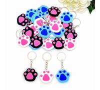JZK Lot de 30 porte-clés en forme de patte de chat et de chien - Cadeau de remerciement, gadget pour amoureux des chats