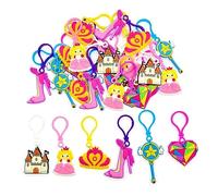 JZK Lot de 30 porte-clés princesses pour enfants et filles - Fête d'anniversaire - Cadeaux publicitaires - Décoration de fête - Cadeau de remerciement - Couronne - Baguette magique - Talons hauts -