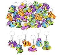 JZK Lot de 30 porte-clés serpent de dessin animé pour cadeaux d'anniversaire, sacs à friandises, prix de la maternelle, prix de trempage porte-bonheur pour garçons, cadeaux de fête