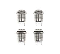 JZK Lot de 4 interrupteurs à poussoir verrouillant 12 mm, 3A 12V/24V/125V/250VAC, interrupteur à pression métallique étanche ON/OFF, tête haute en cuivre nickelé, borne à souder 2 broches, argenté