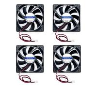 JZK Lot de 4 mini ventilateurs 80 x 80 x 15 mm 2 pôles CC 24 V avec câbles, petit 80 mm, 8 cm, sans balais 24 V DC, imprimante 3D, avec câble et prise, 8 cm