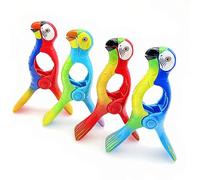 JZK Lot de 4 pinces à linge solides en forme de perroquet pour chaises longues et chaises longues