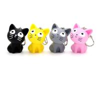 JZK Lot de 4 porte-clés chat LED son, mini jouet 3D, gadget anniversaire, cadeau remerciement, accessoire chat