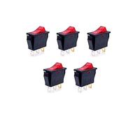 JZK Lot de 5 interrupteurs à bascule ONOFF - 15 A 250 V 20 A 125 V CA - 3 ports - Lumière rouge SPST - Interrupteur à bascule ON/OFF - Rectangulaire - Interrupteur d'alimentation KCD à 3 broches