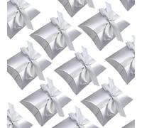JZK® Lot de 50 boîtes cadeau en carton pour bonbons, bijoux, cadeaux, boîtes à bonbons, boîtes en carton, bonbonnières, pour mariage, anniversaire, fête, festival (coussin argenté)