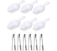 JZK Lot de 6 pelles à glace + 6 pinces à bonbons pour mariage, anniversaire, fête, cuisine, bar pour glace, bonbons, dessert, buffet, café, crème glacée
