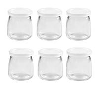 JZK Lot de 6 petits pots en verre avec couvercles pour pudding, yaourt et yaourt de 200 ml