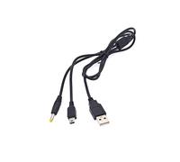 JZK Noir 1m Câble charge USB 2-en-1, charge rapide et transfert données pour Sony PSP 1000/2000/3000 consoles et manettes pour PS3, câble d'alimentation remplacement