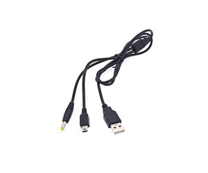 JZK Noir 1m Câble charge USB 2-en-1, charge rapide et transfert données pour Sony PSP 1000/2000/3000 consoles et manettes pour PS3, câble d'alimentation remplacement