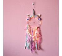 JZK Rose Attrape rêve Licorne avec Lumineux pour Filles, Attrape rêve Plume avec LED pour décoration de Chambre à Coucher, Cadeau d'anniversaire pour Filles