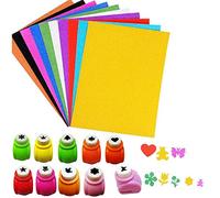 JZK Set 10 Mini Perforatrice Papier pour Fabrication de Cartes Artisanales, Perforatrice de Trou en Papier, avec 10 pièces Carte Papier Glitter A4 avec Dos Adhésif