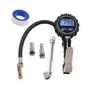 JZK Testeur Jauge de pression des pneus voiture numérique avec écran LCD, 200 psi avec tuyau en caoutchouc et coupleur à connexion rapide, accessoire de gonflage pneus pour compresseur d'air