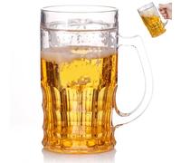 JZLEJC 420 ml de fausse tasse de bière, plastique à double couche modèle mezzanine drôle mezzanine avec poignée pour farce décor