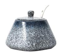 JZLEJC Bol de sucre 430 ml avec couvercle et cuillère, pot de sel style japonais en céramique pour le comptoir cuisine bar à café