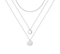 JZMSJF Colliers superposés en argent sterling S925 avec barre circulaire à 3 couches Boho Long Collier triple ras du cou Collier Bijoux Cadeau pour femme, 14-18 inches, Argent sterling, Zircone