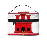 JZMTY Trousse de maquillage spacieuse avec imprimé drapeau de Gibraltar - Légère pour le travail, les voyages et la salle de sport