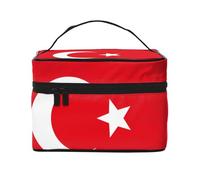 JZMTY Trousse de maquillage spacieuse avec imprimé drapeau de la Turquie - Légère pour le travail, les voyages et la salle de sport