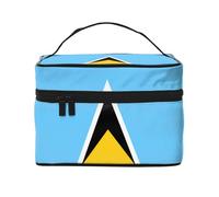 JZMTY Trousse de maquillage spacieuse avec imprimé drapeau de Sainte-Lucie - Légère pour le travail, les voyages et la salle de sport