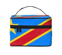 JZMTY Trousse de maquillage spacieuse avec imprimé drapeau du Congo - Légère pour le travail, les voyages et la salle de sport