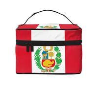 JZMTY Trousse de maquillage spacieuse avec imprimé drapeau du Pérou - Légère pour le travail, les voyages et la salle de sport