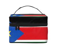 JZMTY Trousse de maquillage spacieuse avec imprimé drapeau du Soudan du Sud - Légère pour le travail, les voyages et la salle de sport