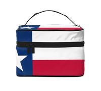 JZMTY Trousse de maquillage spacieuse avec imprimé drapeau du Texas unique - Légère pour le travail, les voyages et la salle de sport