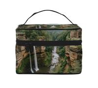 JZMTY Trousse de maquillage spacieuse avec imprimés uniques émeraude Peak - Légère pour le travail, les voyages et la salle de sport