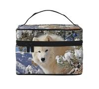 JZMTY Trousse de maquillage spacieuse avec imprimés uniques Snow Vixen - Légère pour le travail, les voyages et la salle de sport