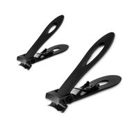 Jzoowar 2 Pièces Coupe-Ongles à Ouverture Coupe-Ongles Épais en Acier Inoxydable Outil à Ongles Professionnel à Ouverture, Noir