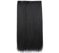 Jzoowar 55 cm Cheveux Raides Trois Pièces Perruque Ensemble Cheveux Longs Perruque pour Femme Cosplay Cheveux Naturels Résistant à la Chaleur Noir Naturel