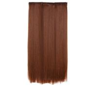 Jzoowar 55 cm Cheveux Raides Trois Pièces Perruque Ensemble Cheveux Longs Perruque pour Femmes Cosplay Cheveux Naturels Résistant à la Chaleur Brun Clair