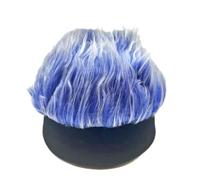 Jzoowar Chapeaux Sans Bords pour Adultes, Casquette de Baseball, Chapeau de Sport Poilu, Perruque Tricotée avec Perruques, Bandeau Hip Hop pour Homme, Noir + Bleu