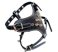 Jzoowar Gilet Harnais pour Chien en Cuir Clouté à Pointes pour Petites Races Noir