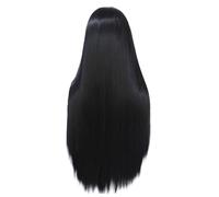 Jzoowar Perruque Full Wig de 16 Pouces, Cheveux Humains Lisses, HD, Perruque Frontale en Dentelle Lisse, Sans Colle, Pré-Épilée, pour Femmes Noires