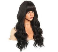 Jzoowar Perruque Noire 64 cm Femme Cheveux Longs Bouclés Vague Cheveux Bouclés Ensemble Tête Complète Perruque