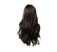 Jzoowar Perruques Brunes Longues avec Frange Perruques Synthétiques Ondulées pour Femmes Cheveux Bouclés en Fibres Chimiques avec Frange