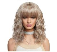 Jzoowar Perruques Synthétiques Courtes Frisées Frênes Perruques de Cheveux Blonds pour Femmes Perruque de Cosplay Quotidien-B