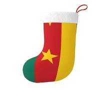 JZQZH Bas de Noël en peluche avec imprimé drapeau du Cameroun unique, convient pour les décorations de la maison de vacances, emballage de petits jouets