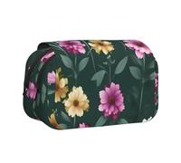 JZQZH Belle trousse à crayons double couche à motif fleurs violettes - Rangement exquis et durable pour papeterie et petits articles