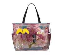 JZQZH Beneath the Cherry Blossoms Sac fourre-tout de plage de grande capacité avec fermeture éclair pour une utilisation en extérieur en été élégant et durable