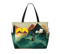 JZQZH Cloudy Mountain Sac fourre-tout de grande capacité avec fermeture éclair pour l'été et l'extérieur Élégant et durable