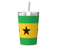 JZQZH Drapeau de Sao Tomé et Principe conique en paille en acier inoxydable étanche durable à la mode convient pour le camping, pique-nique, voyage, travail
