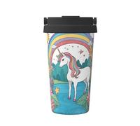 JZQZH Licorns by the river Tasse à café portable avec design élégant et fond antidérapant pour bureau, maison, école et utilisation en extérieur
