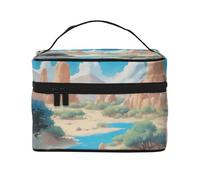 JZQZH Oasis in the desert Trousse de maquillage portable personnalisée pour voyage, camping, hôtels et voyages longue distance