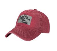 JZQZH Pine Tree Under The Moon Casquette de baseball en denim pour adulte Noir Confortable Respirant Léger pour un usage quotidien, Rouge, taille unique