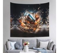 JZQZH Rugby on Fire Tapisserie horizontale 152,4 x 139,9 cm avec belle impression pour diverses décorations d'intérieur